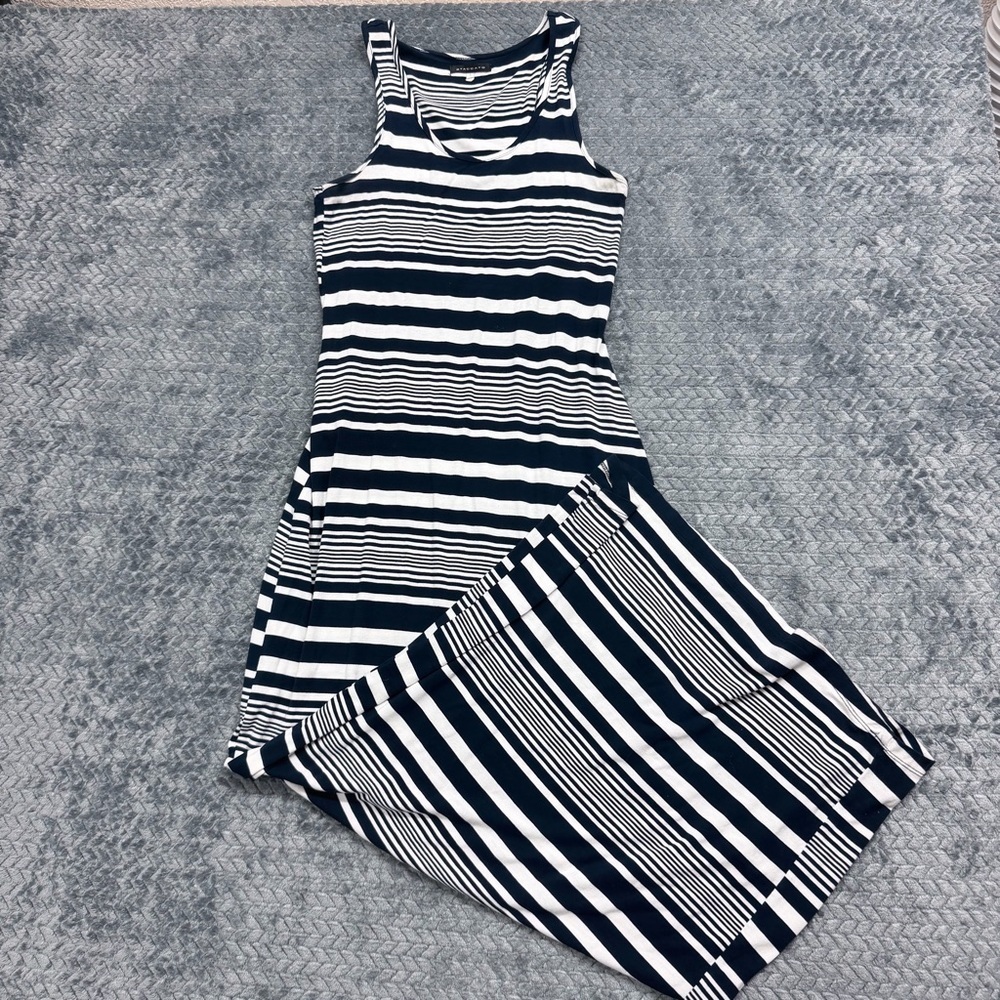 Staccato Striped Navy and White Sleeveless Maxi Dress size large